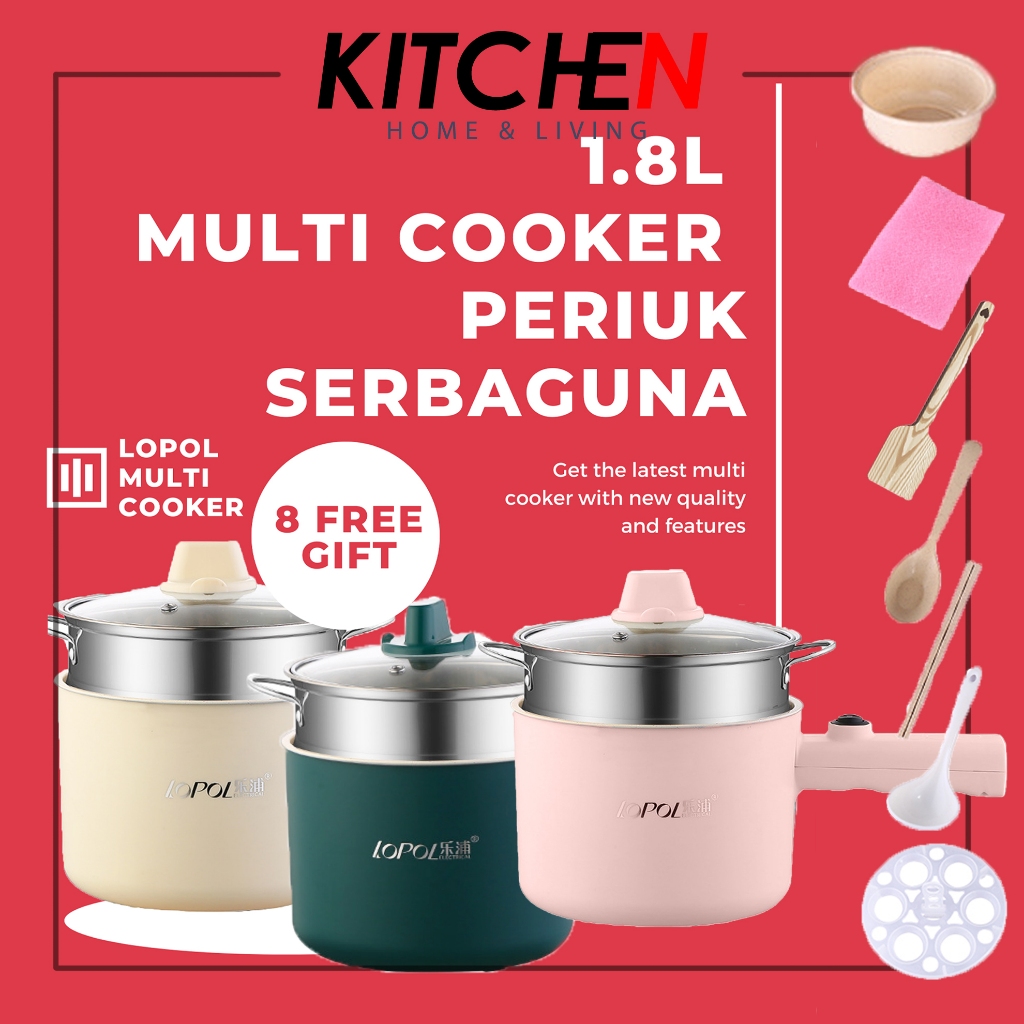 KHL_Lopol 1.8L Periuk Mini Elektrik Multi Cooker non stick with steamer mini rice cooker periuk nasi elektrik cooker