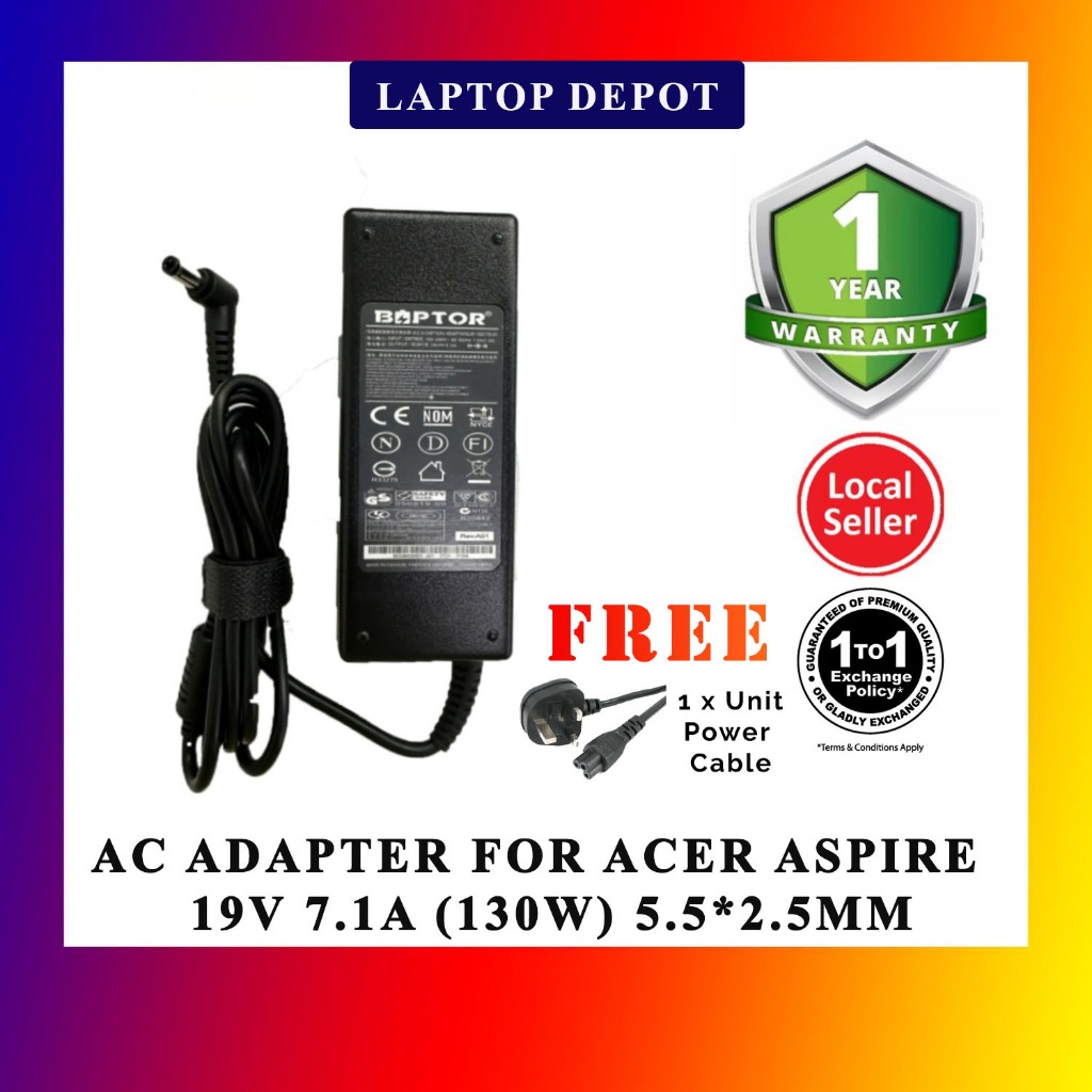 { Quality } Pengecas For Acer T5000 V5-591 VX5-591G Z4640G Z4820G 19V 7.1A ( 130W ) 5.5 * 2.5 mm Ada