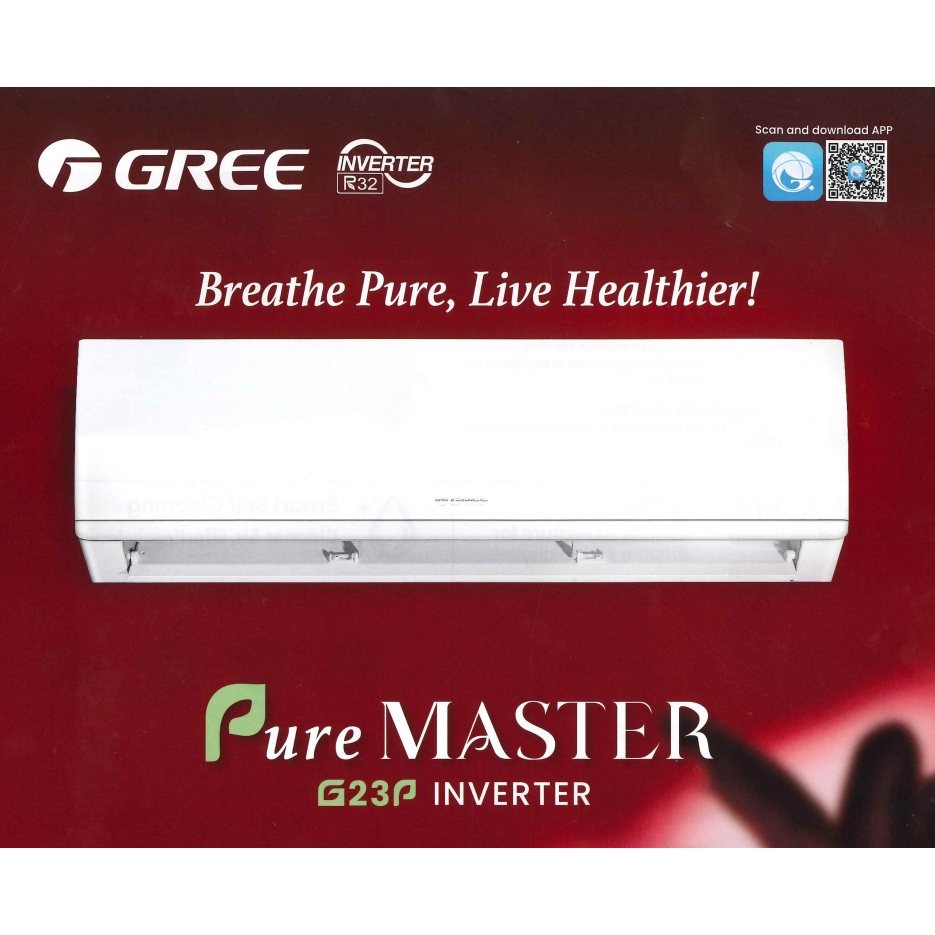 GREE Pure Master G23P Inverter R32 ( NEW MODEL ) GWC09AGCXB-K6DNA2B / GWC12AGCXB-K6DNA2C