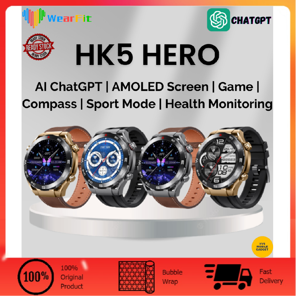 HK5 HERO Smart Watch AI ChatGPT AMOLED Screen NFC Multifunctional Women Men Sport Watch Android IOS Wearfit Pro