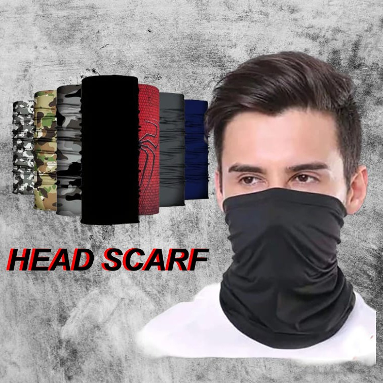 (READY STOCK KL) Half Face Mask motorcycle Headband Half Neck Scarf HEAD BUFF BANDANA Balaclava Bandana Cycling Mask