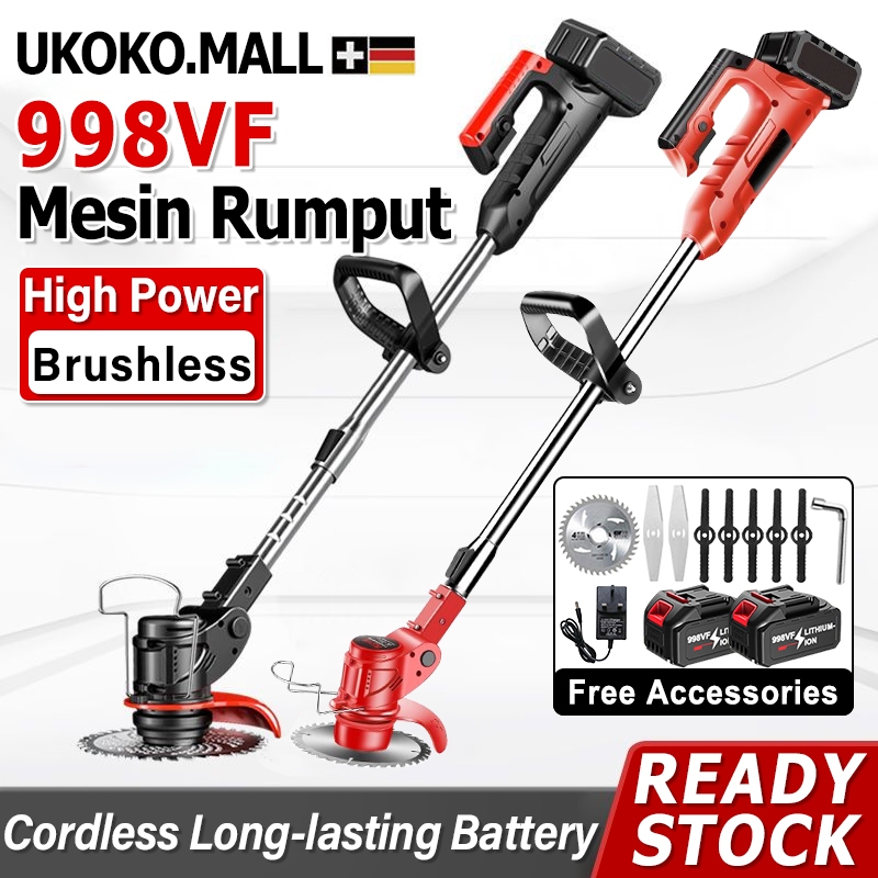 Mesin Rumput 998VF Lithium Battery Cordless Grass Cutter Trimmer Lawn Mower Electric Mesin Potong Rumput割草機 電動 充電式