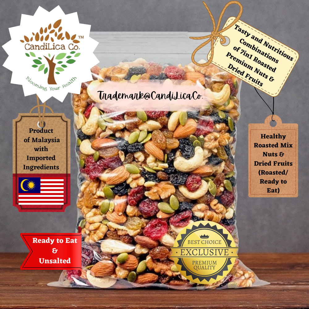 CandiLica Co. Healthy Roasted Mix Nuts & Dried Fruits – Product of Malaysia with Imported Premium Ingredients