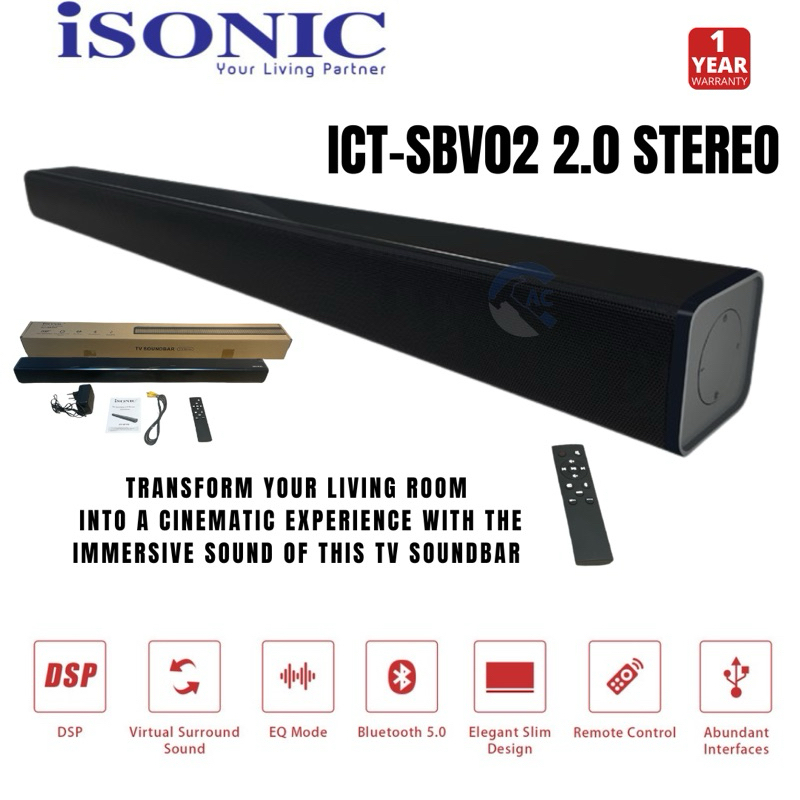 ISONIC TV SOUND BAR SPEAKER ICT-SBV02 | Surrounding | Speaker | Tv Speaker K