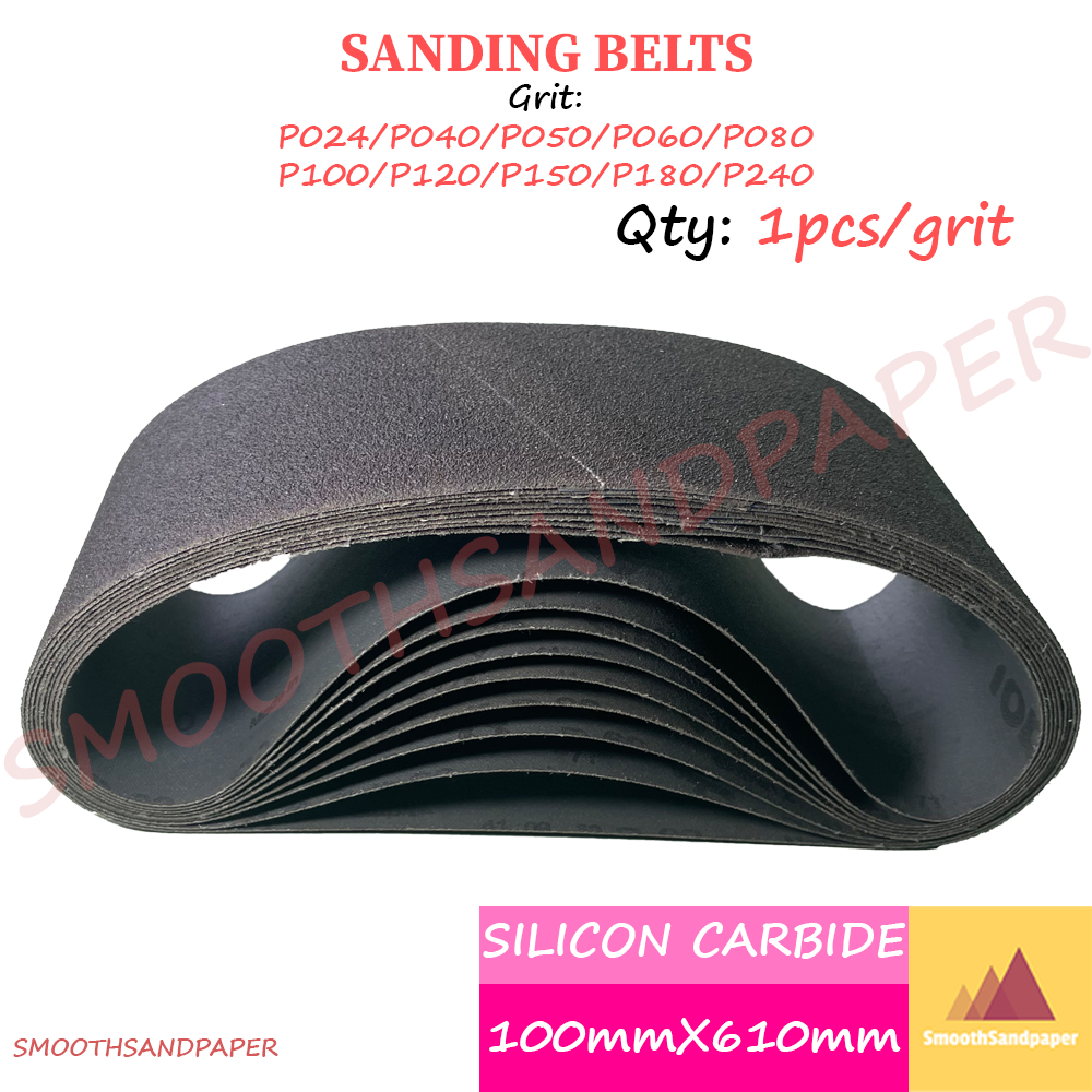 Sanding Belts Silicon Carbide Kertas Pasir 100mmX610mm (4"X24") 4寸手提坦克机木工家具打磨抛光黑色碳化硅砂带610*100可定制 image 2