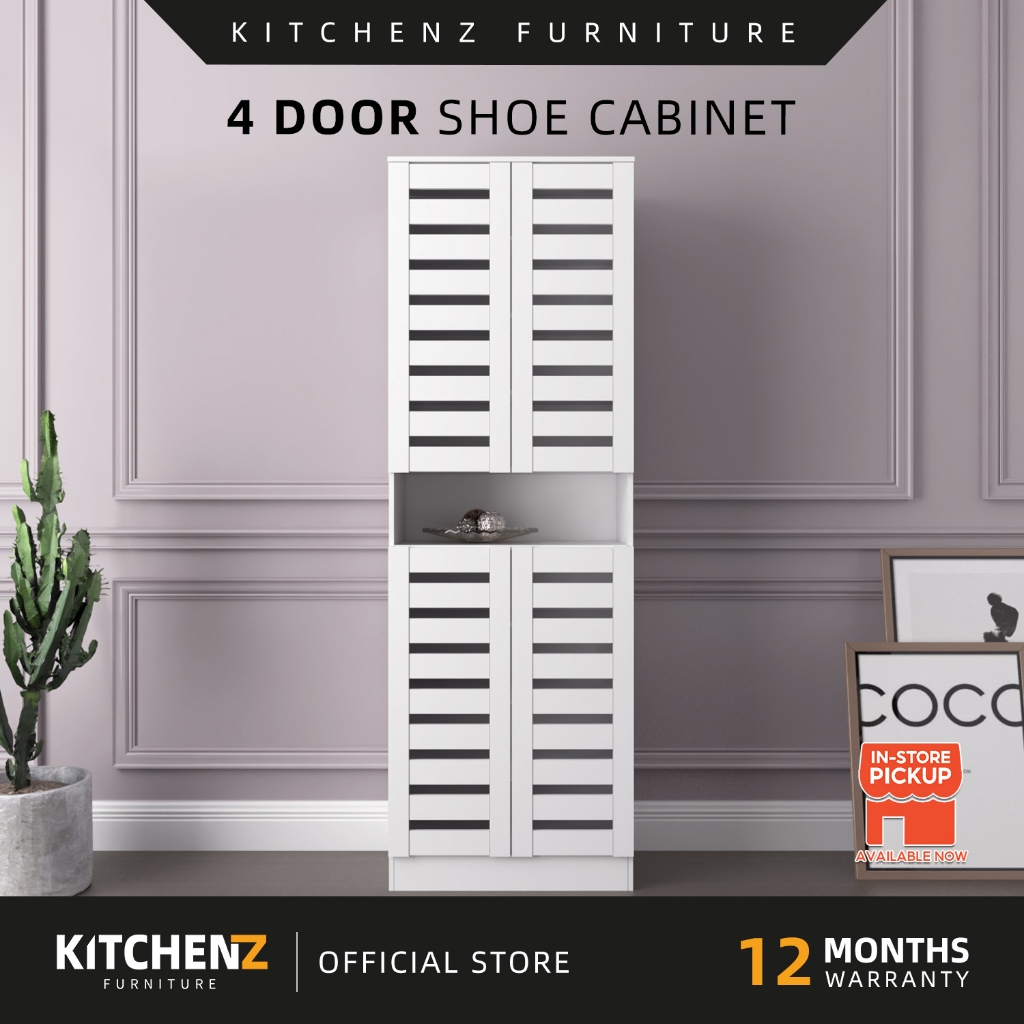 KitchenZ Wooden Shoe Cabinet Multi-layer Multipurpose Storage with Door