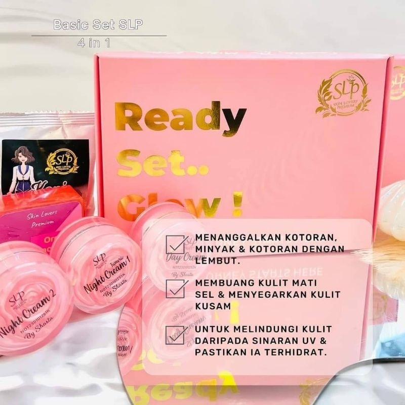 [ ORI HQ] SKIN LOVERS PREMIUM SLP 4in1 Skincare Organic Facial Soap Sabun Muka Day Cream Krim Siang Tumeric Night