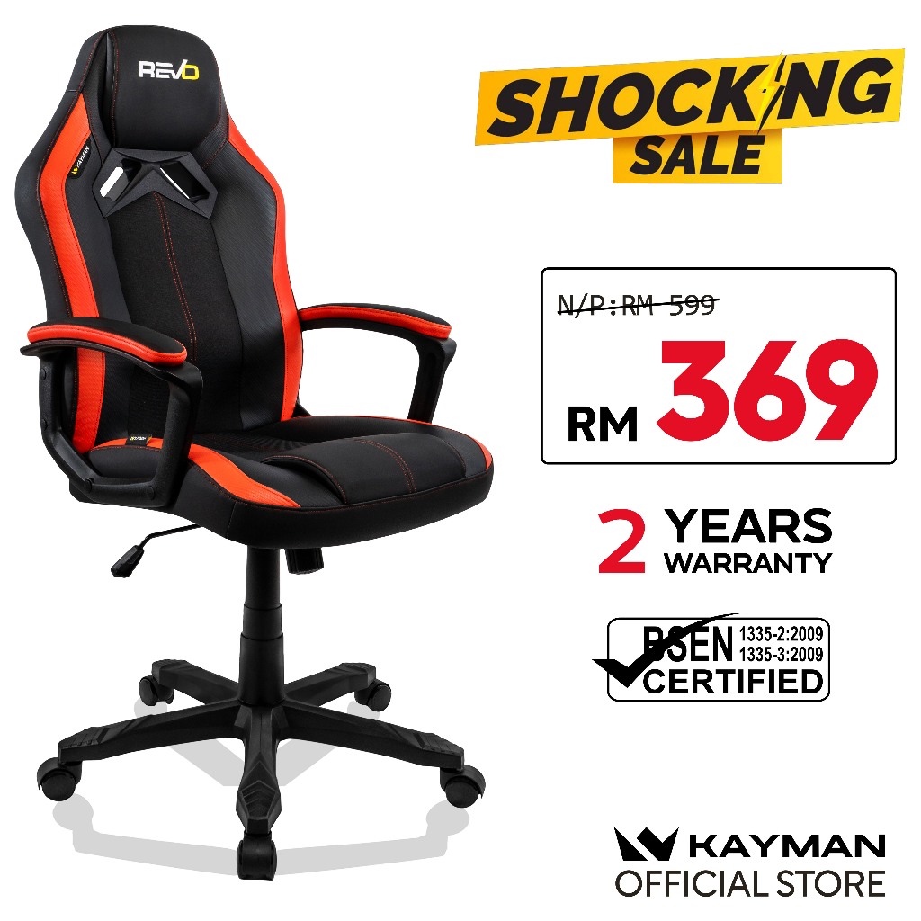 Kayman Chairs Revo One - Gaming Chair Office Chair Kerusi Gaming | Carbon Red