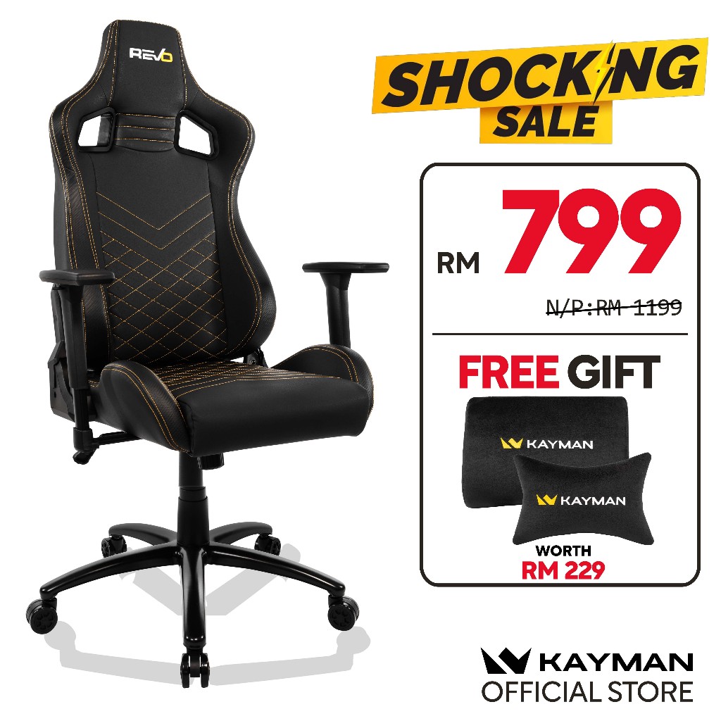 Kayman Chairs Revo Plus - Gaming Chair Office Chair Kerusi Gaming | Ready Stock | 2 Years Official Warranty