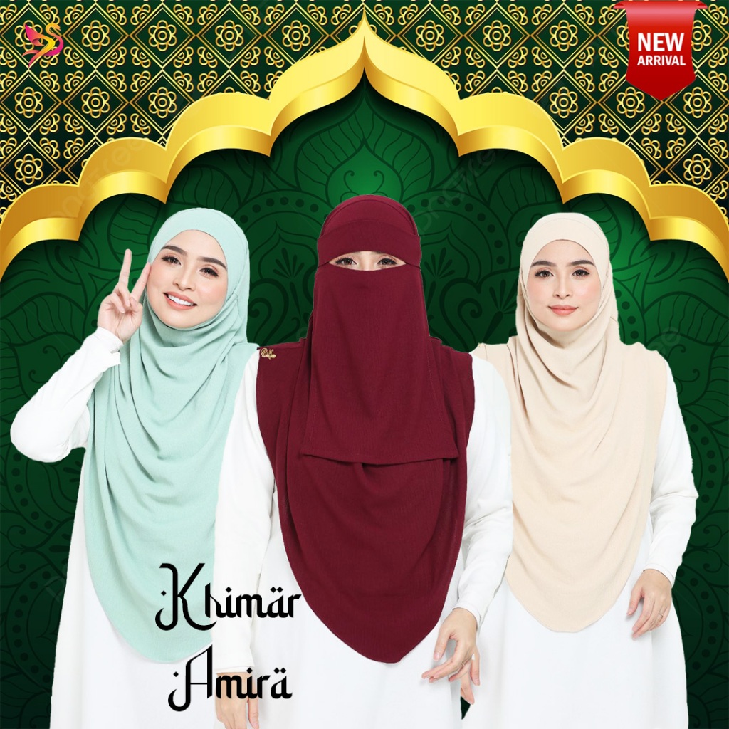 Khimar Amira Niqab 2pc Set | Tudung Labuh Bertali | CEY Crepe