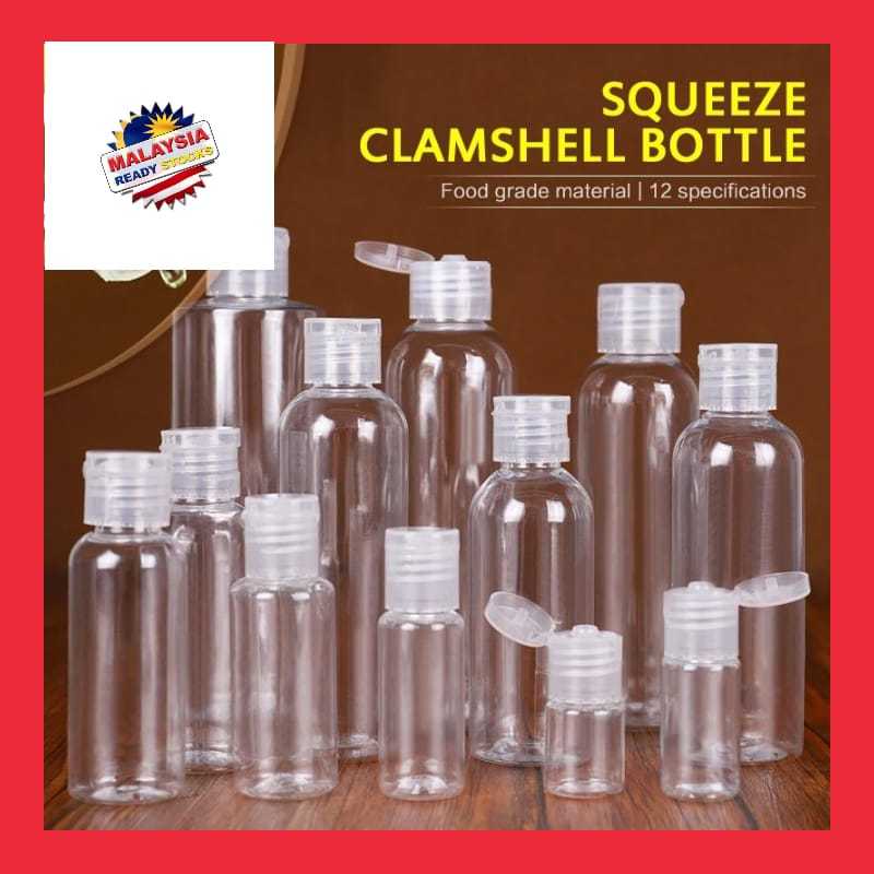 1PCS 10-120ml Plastic PET Lid Lotion Bottles Clear Flip Refillable Empty Plastic Sample Bottle Butterfly Cap Makeup Tool