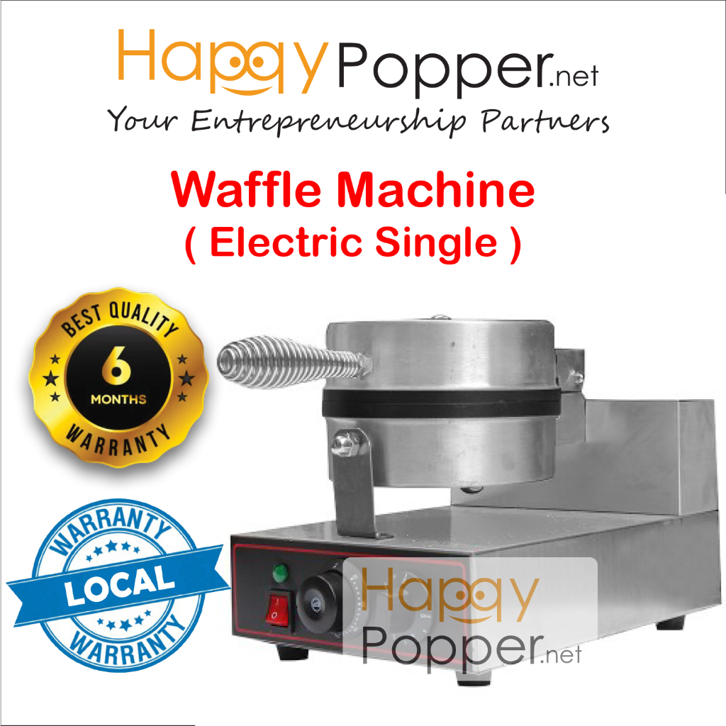 Happypopper Commercial  Electric Mesin Wafer Waffle Maker Machine Single Heavy Duty ( OEM - Electric ) 商用松饼华夫饼机