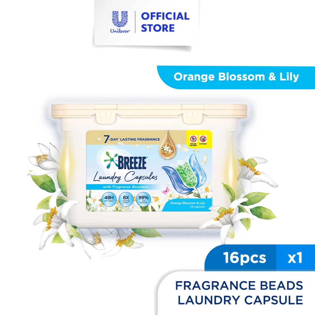 Breeze Fragrance Beads Capsule Detergent Lily 16's