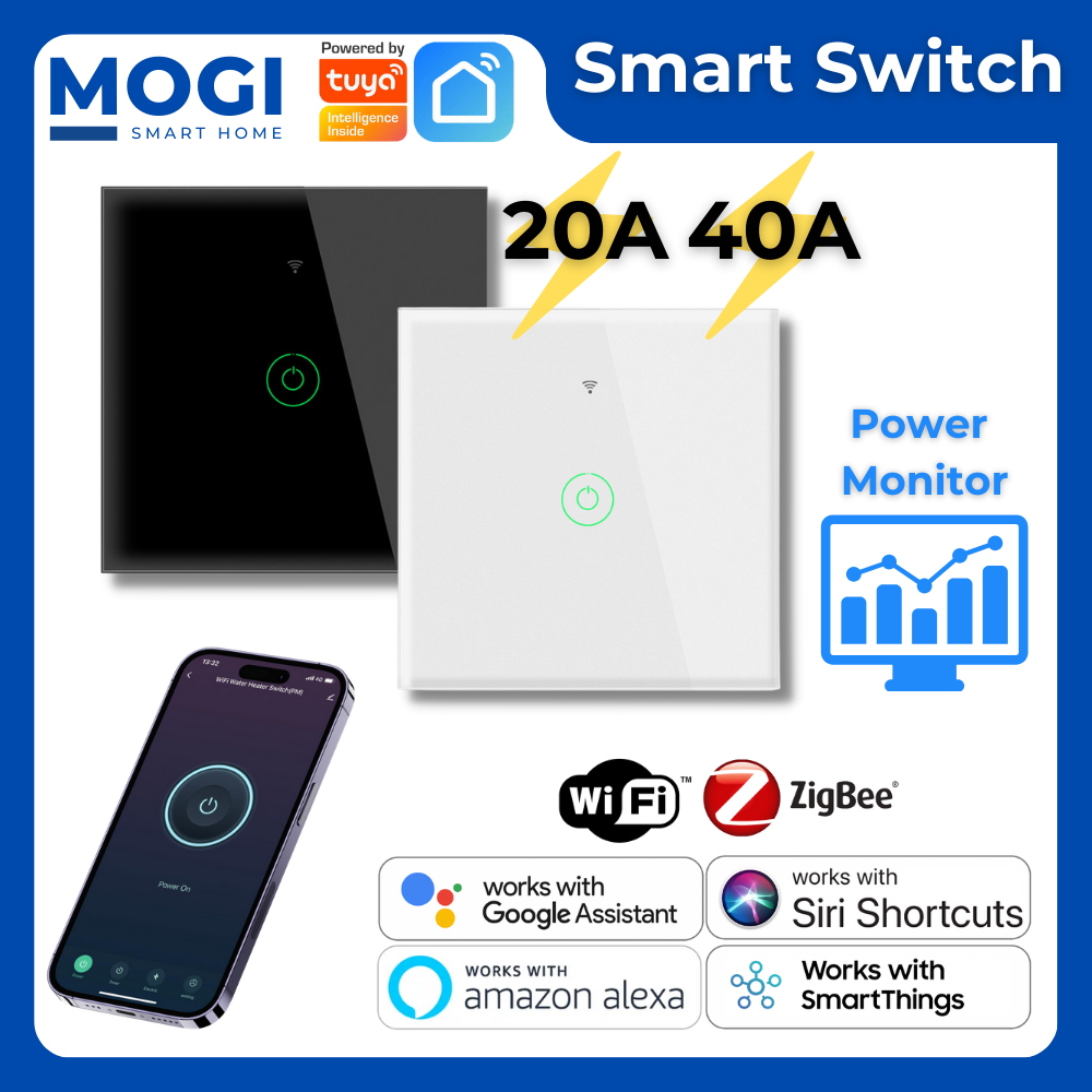 MOGI Tuya 20A/40A Air-Cond/Water Heater Wifi Zigbee Smart Switch Smart Home Alexa Google Home Siri