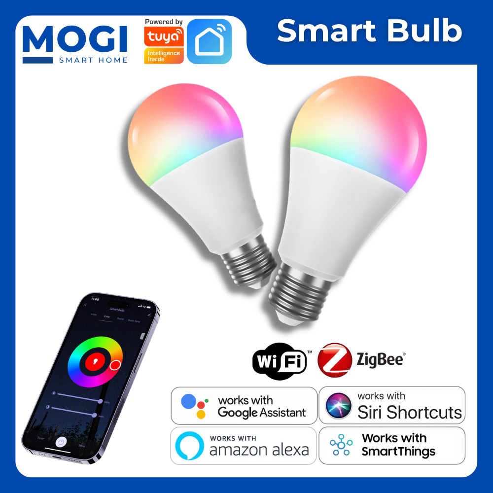 MOGI Tuya RGBCW LED Bulb E27 Wifi Zigbee Multicolor Warm White Daylight Alexa Google Home Siri