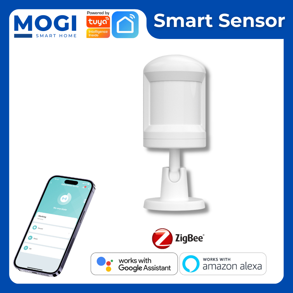 MOGI Tuya Zigbee PIR Motion Sensor Wireless Battery Powered Alarm Sensor Alexa Google Home