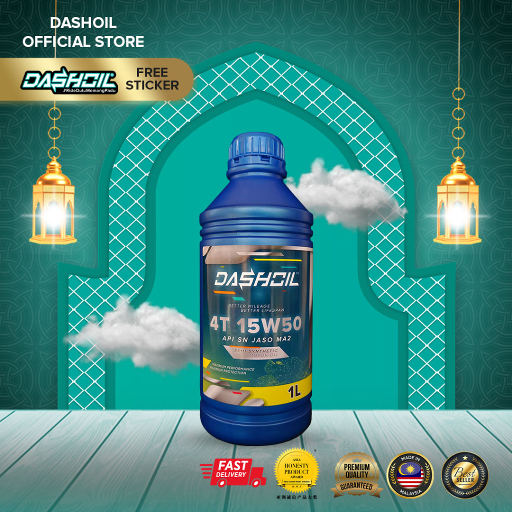 DashOil 4T 15w50 1L Semi Synthetic SN Motorcycle Engine Oil Minyak Hitam Pelincir Motor Motosikal LC135 Y15 DASH WAVE