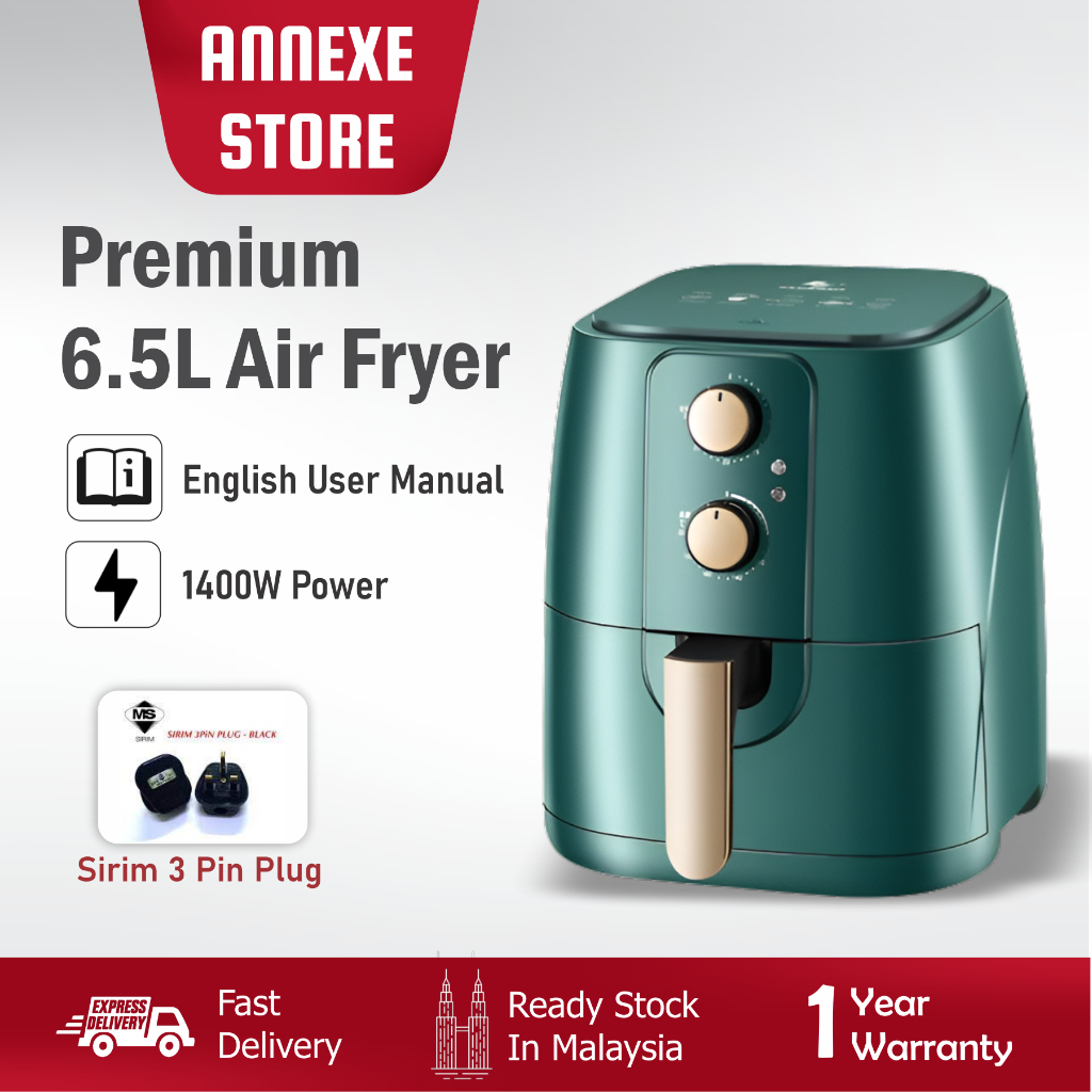 5L / 6.5L Premium Green Air Fryer Automatic Power-off Oil-free Fryer