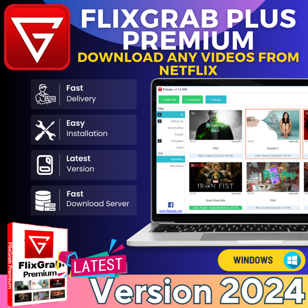 FlixGrab Plus Premium - Download any videos from Netflix | Windows