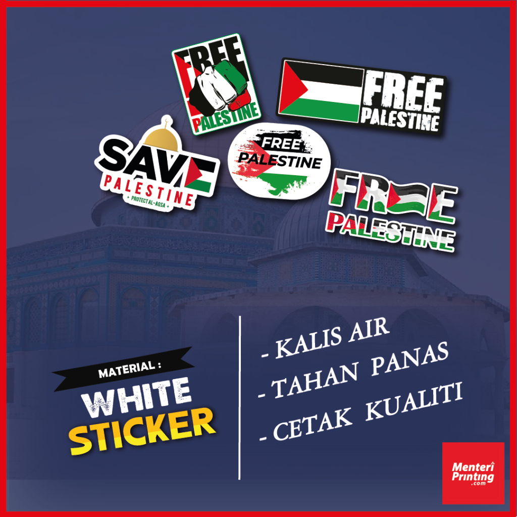 Sticker Palestine / Save Gaza / Free Palestine / Save Palestine (Motor, Kereta, Lori)