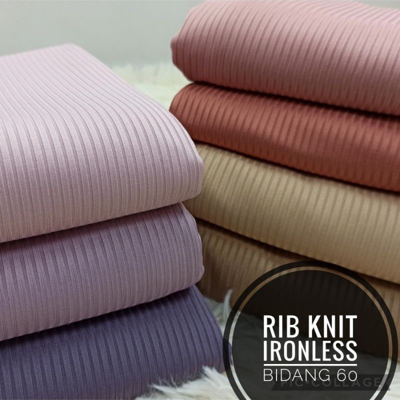 KAIN PASANG KOREAN RIBBED KNIT COTTON JERSEY PLAIN KAIN ELA SOFT LYCRA RIBBED KNITTED LINE PLEATED FABRIC TEXTILE RAATOO