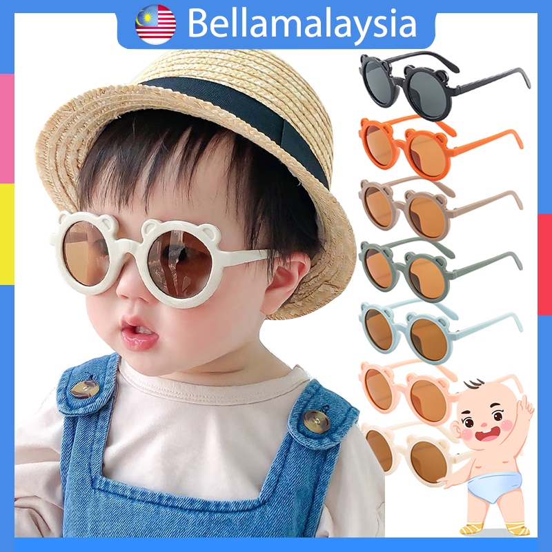 Bella Boy Girl Fashion Sunglasses Cute Bear Round Vintage Sunglasses UV Protection Kids Eyeglasses spek mata baby