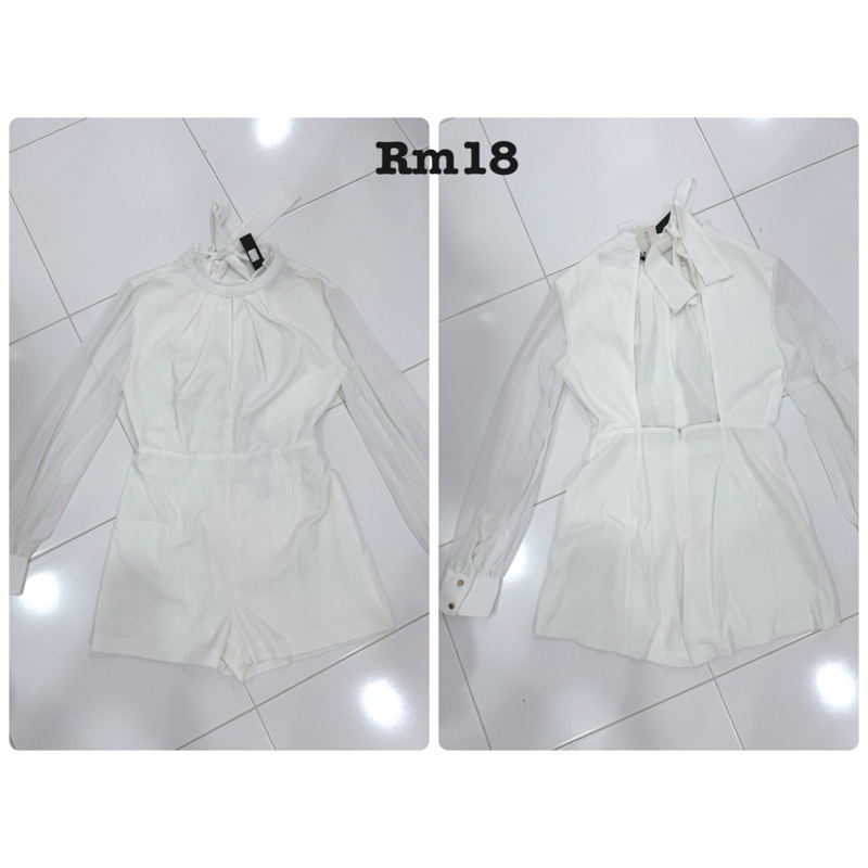 Thai women's white jumpsuit 泰国女装白色连体裤