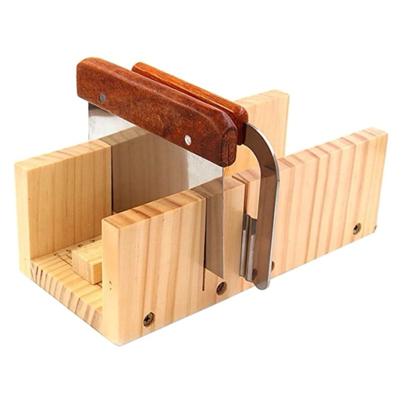 Summer Soap Loaf Mold Soap Cutter with 2 kinfe / Pemotong Kayu Adjustable Wooden Soap Cutter Mold Loaf Soap Cutting 切皂器