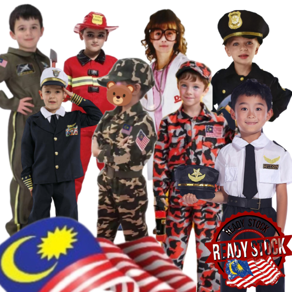 Baju Perkerjaan Budak Bendera Malaysia Askar Police, Bomba, Navy Occupation Uniform Malaysia Flag