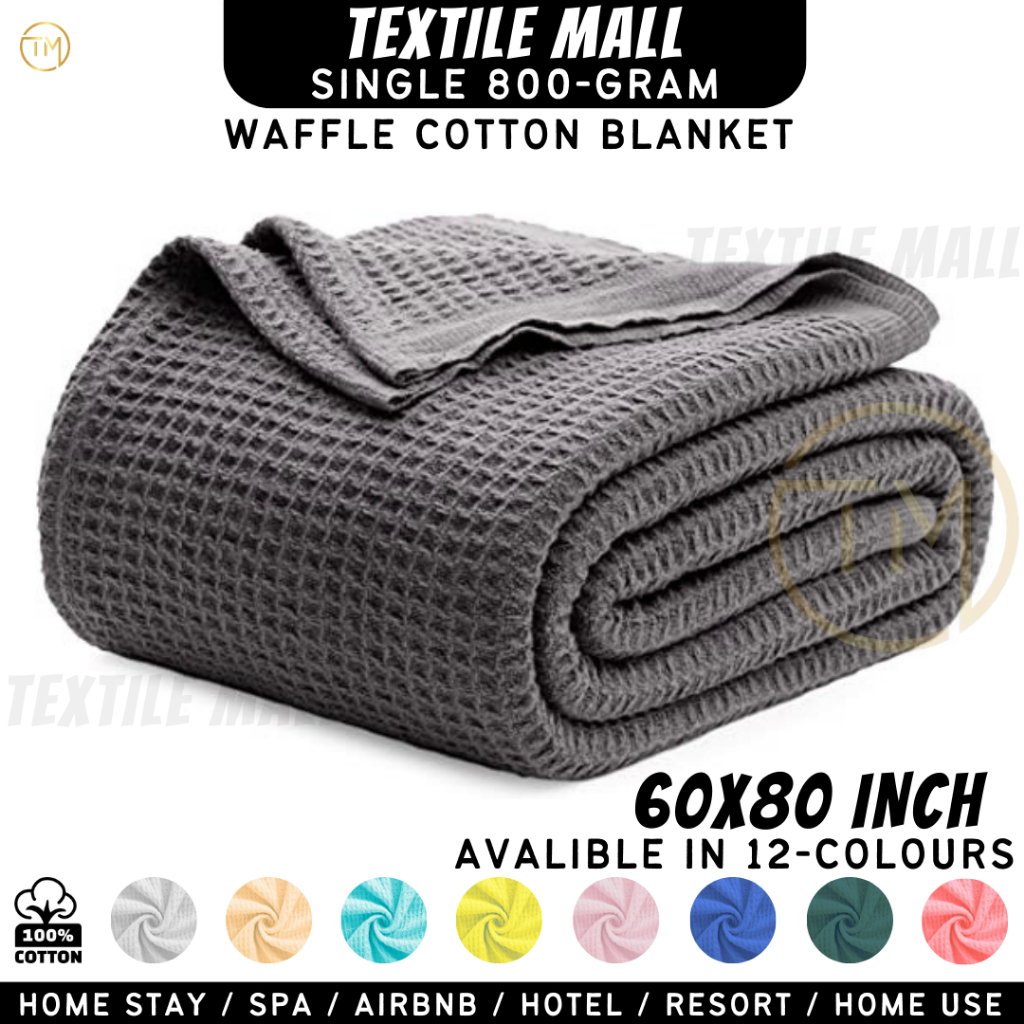 Selimut Hospital thermal blanket waffle design 100% cotton Cozy Soft Woven Blankets Waffle Single Size 60X80 inch Queen