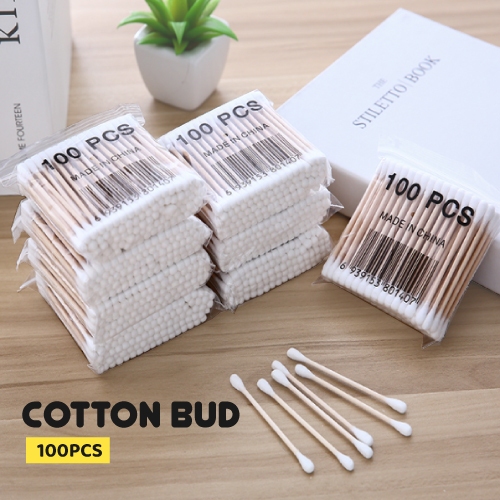 100PCs/bag Disposable Cotton Swabs Double Head Cotton Buds Cotton Tipped Applicator For Beauty Makeup Nose Ears