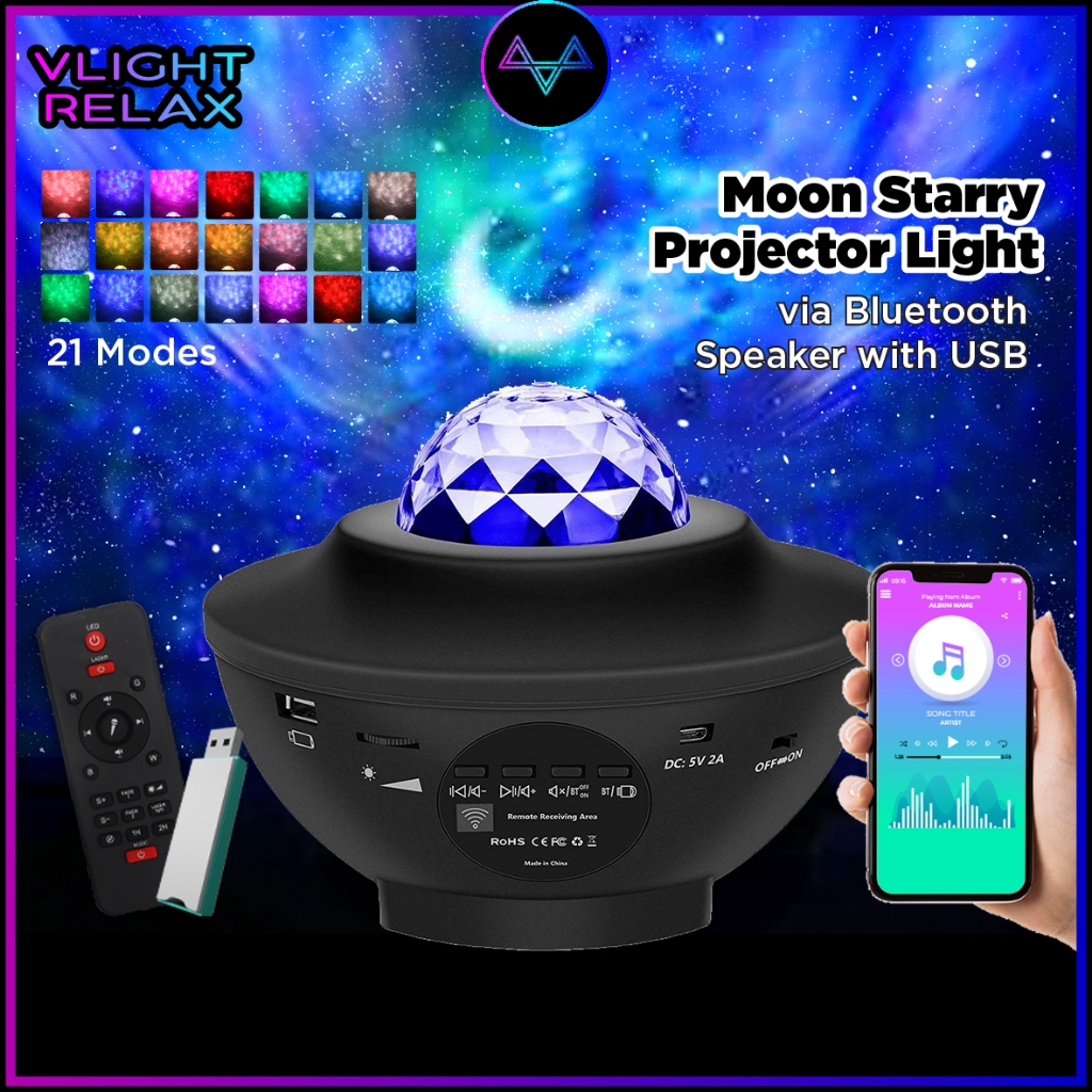 Moon Galaxy Light Projectort via Bluetooth Speaker Night Light Projector Night Lamp Bedroom 星空燈