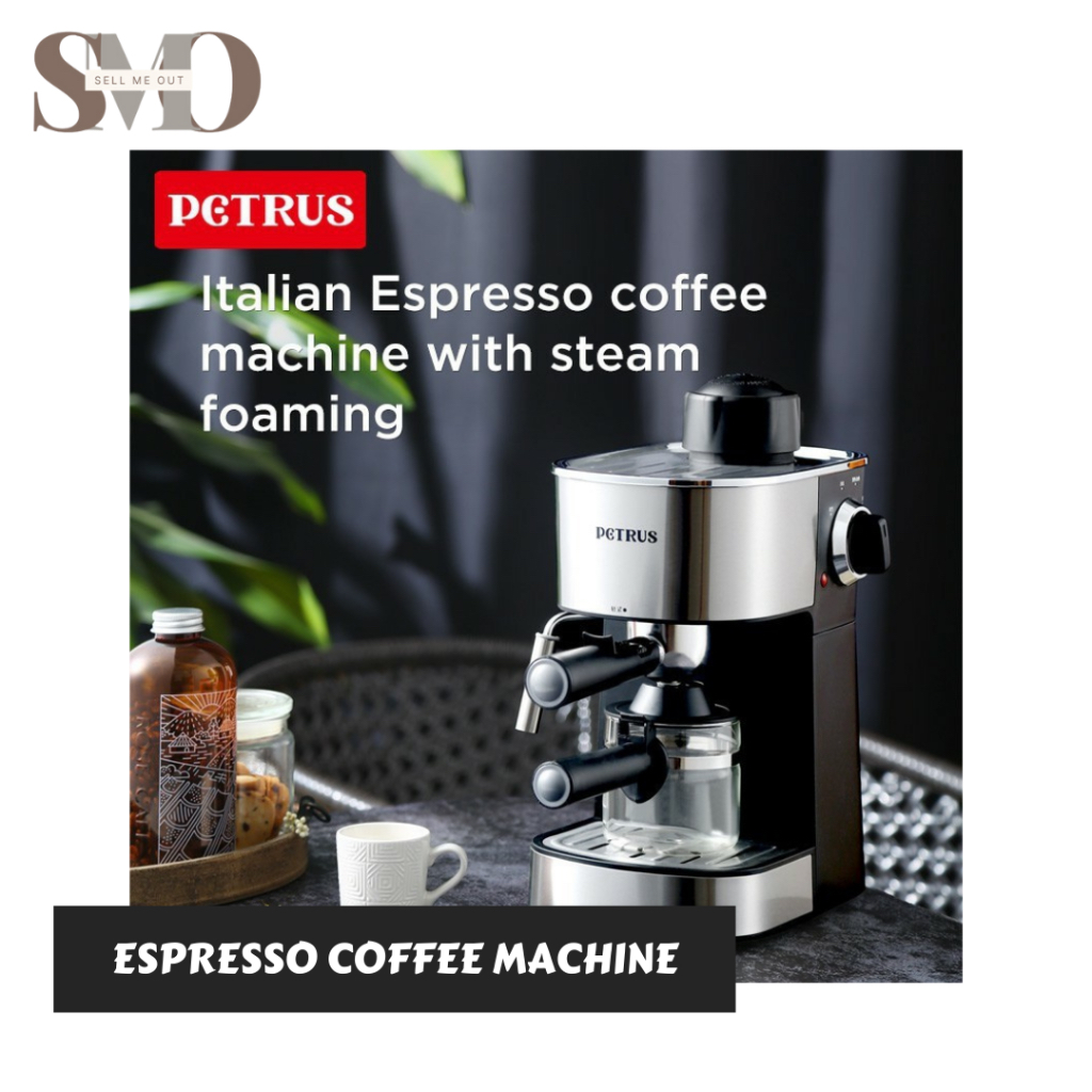 Ready Stock Petrus PE3180 Espresso Coffee Machine with fancy milk function 5bar 240ml Power 800w Coffee Maker