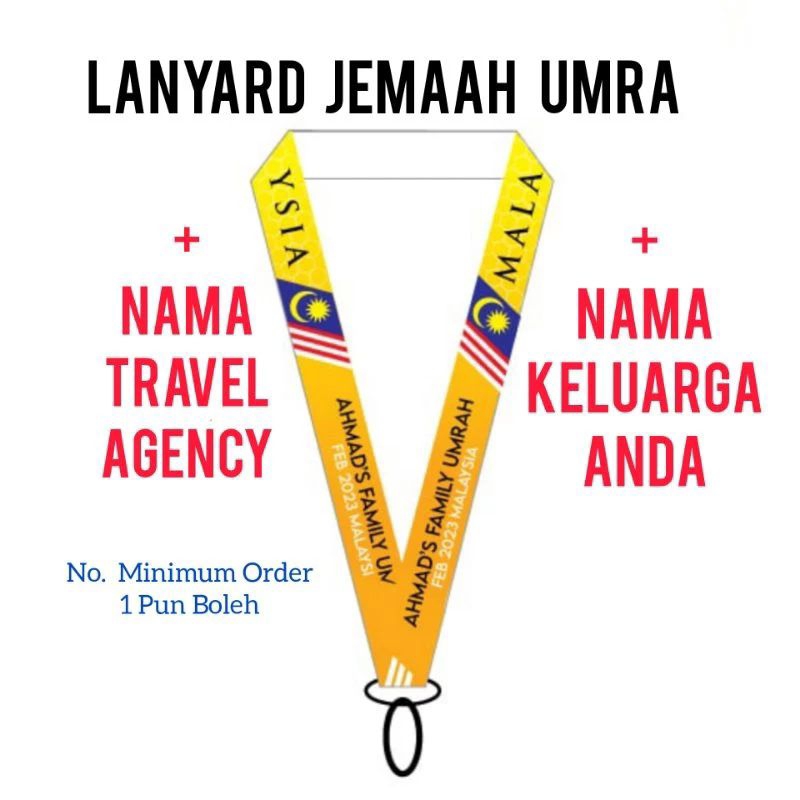Lanyard Jemaah Umra DIY No Minimum Order (1 Side Colour Print)