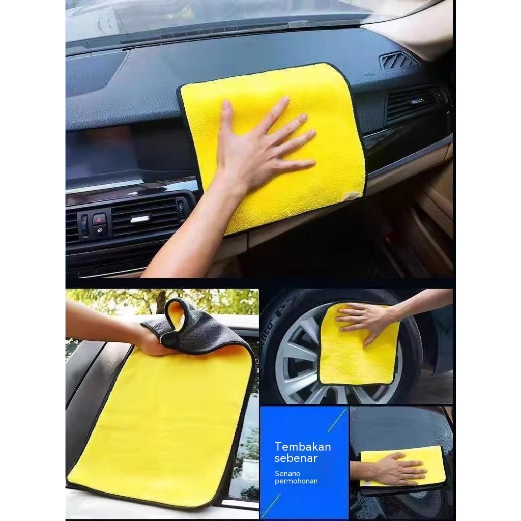 DINOMI Microfiber Car Cleaning Towel Multipurpose High Water Absorption Plush Wax Polish Cloth Kain Lap Kereta