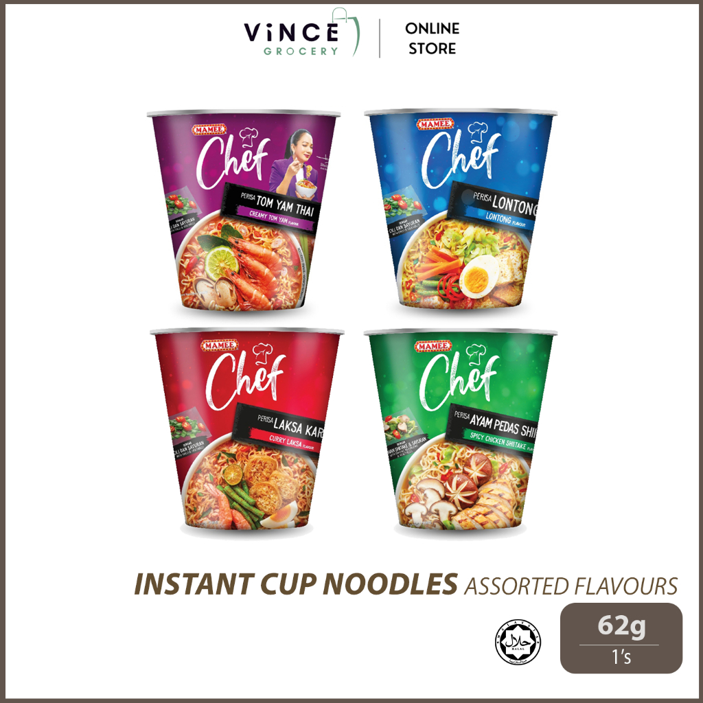 MAMEE CHEF Cup Noodles (Creamy Tom Yam / Lontong / Curry Laksa / Spicy Chicken Shiitake) | 62-70G