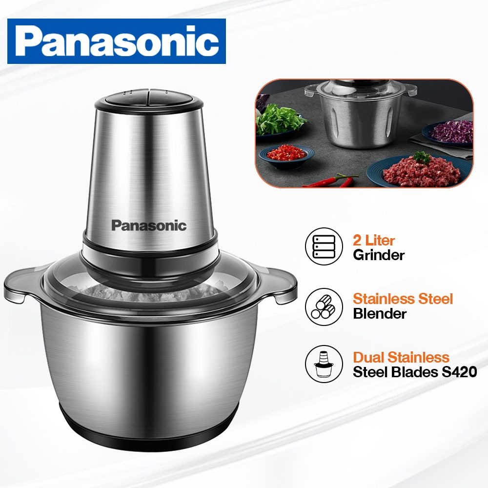 Panasonic Chopper Blender Meat Grinder 2L Stainless Steel Electric Food Processor Household Multifunctional Grinder