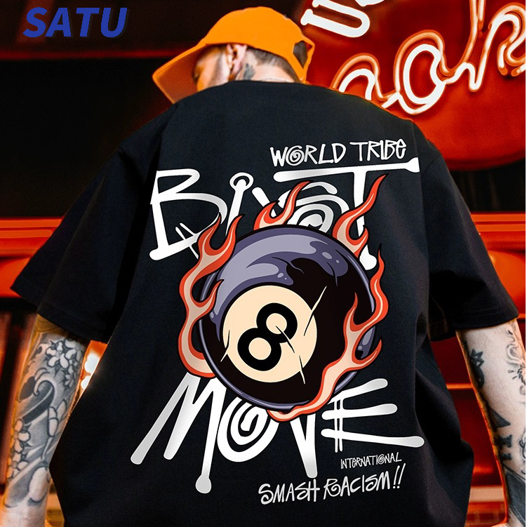 READY BLOCK SATU Korean Japanese Hip Hop Premium 200GSM Casual Graffiti T-shirt Couple Shirt Men's and Women's