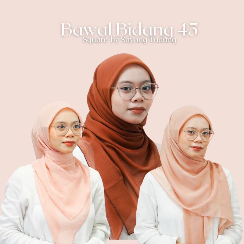 TUDUNG BAWAL SQUARE COTTON VOILE | BAWAL SQUARE | BAWAL LETOPS | BIDANG 45