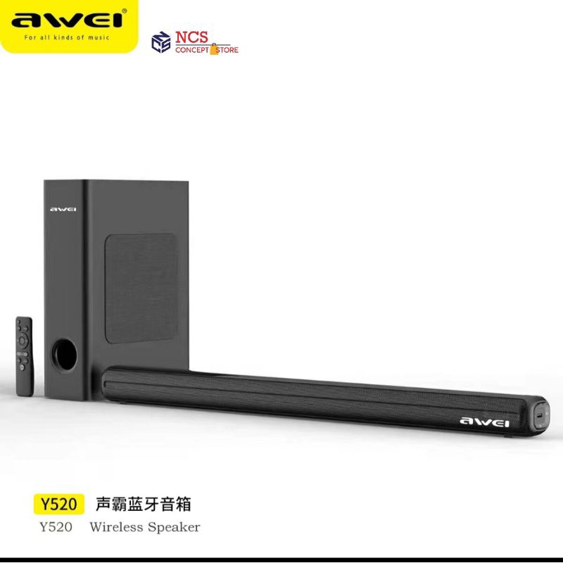 Awei Y520 Wireless Soundbar Home TV Bluetooth Soundbar Subwoofer Theatre Sound System Speaker With Remote Control