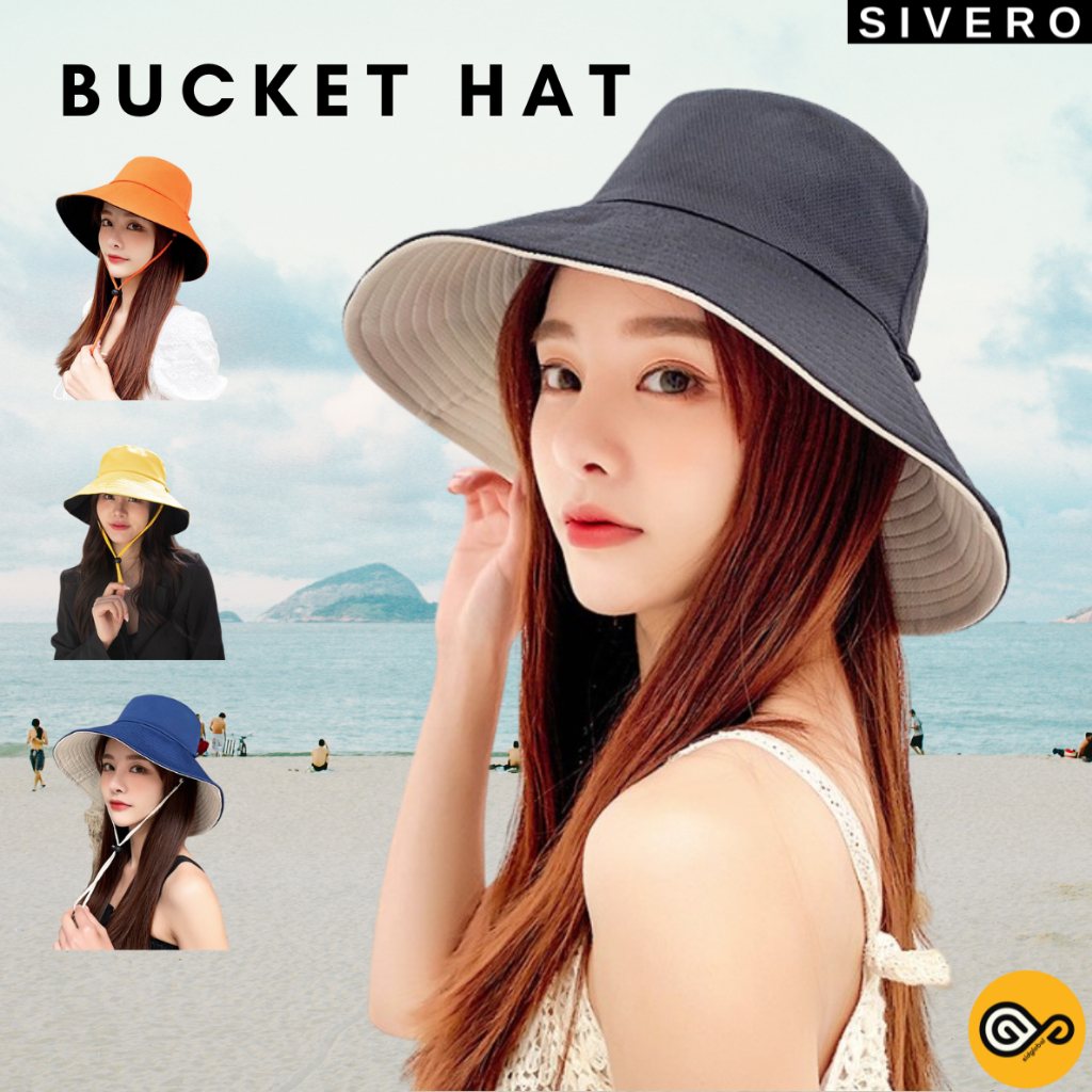 Bucket Hat Fisherman Hat Double Sided Topi Cap Outdoor Summer Hat Women Hat Topi Nelayan Sun Hat 2 in 1 Colour Warna