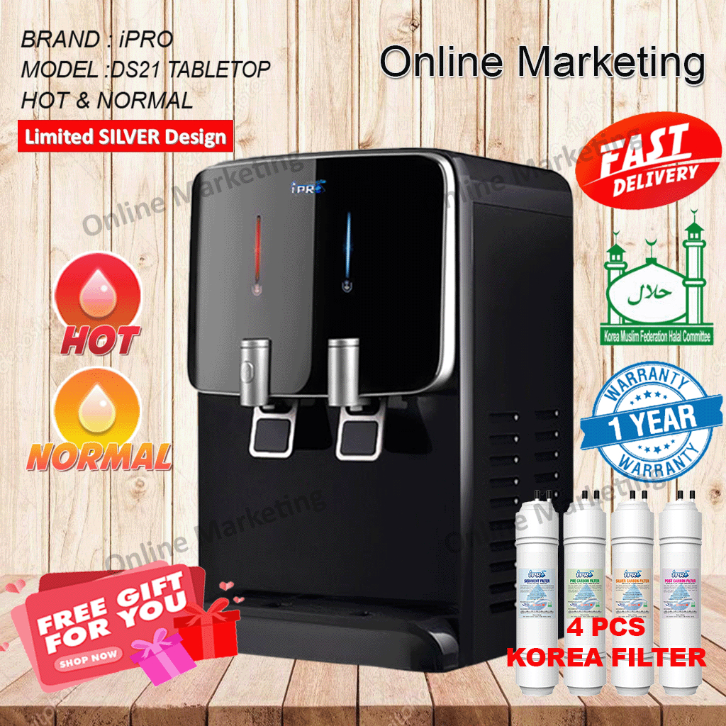 Penapis Air 2 Suhu Mild Alkaline Water Dispenser Model: M2 Hot & Normal or M5 Hot & Cold With 4 Korea Halal Water Filter