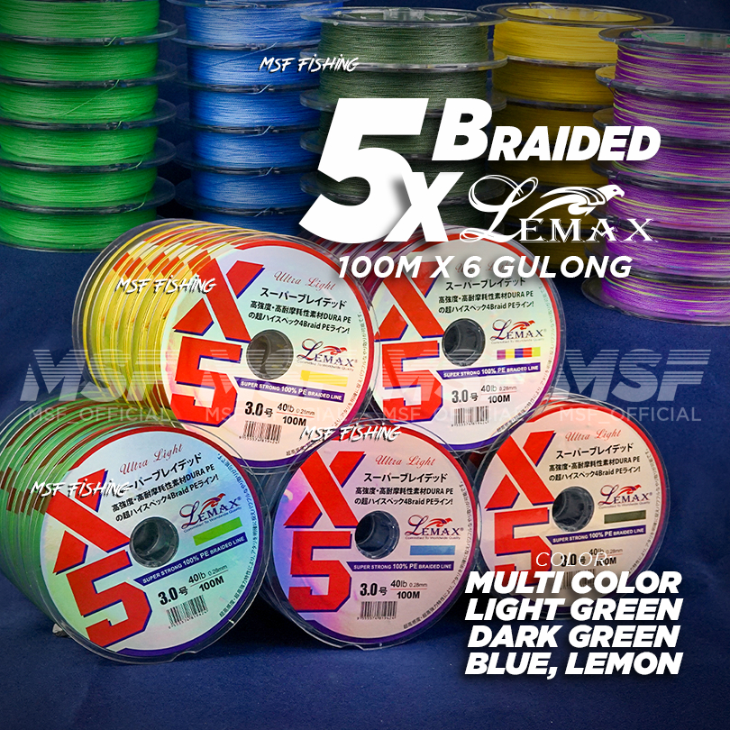 [MSF] Lemax 5x Braided UL Super Strong 100% PE Braided Fishing Line Tali Benang Ultra Light Casting