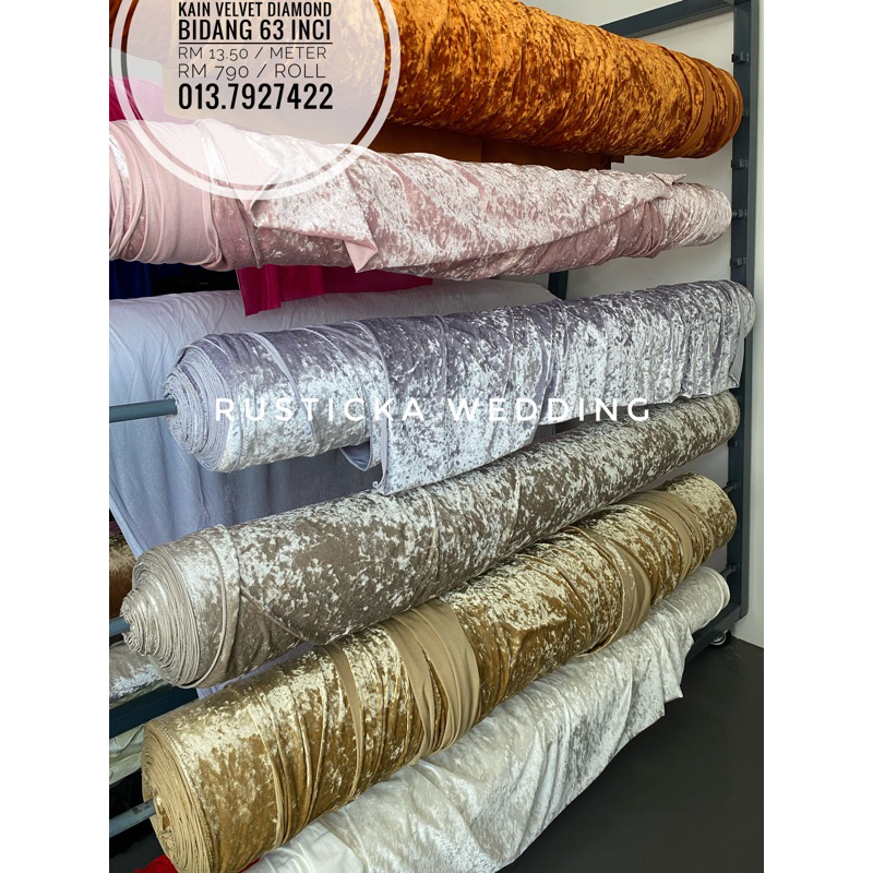 Bidang 63inci Kain Velvet Diamond Plush baldu Panne Crush Meter Wedding Backdrop Curtain Velvet Stage