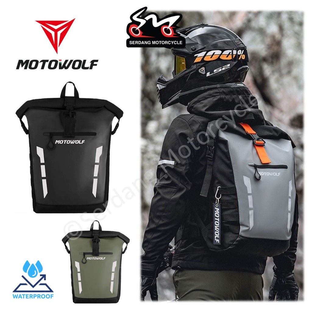 MOTOWOLF MDL0716 Waterproof Rainproof Backpack Bag Galas Kalis Air Hujan Motorcycle Biker Sling 20L