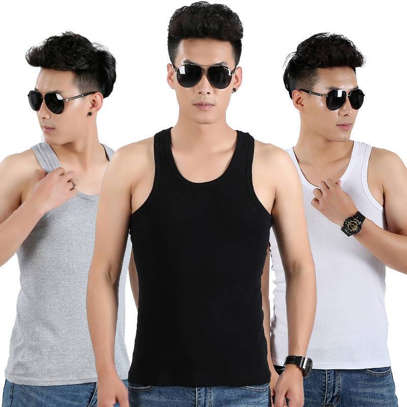 Men Adult Plain Singlet Tank Top Sleeveless Cool Airy Breathable Elastic Sport Tops Slim Fit