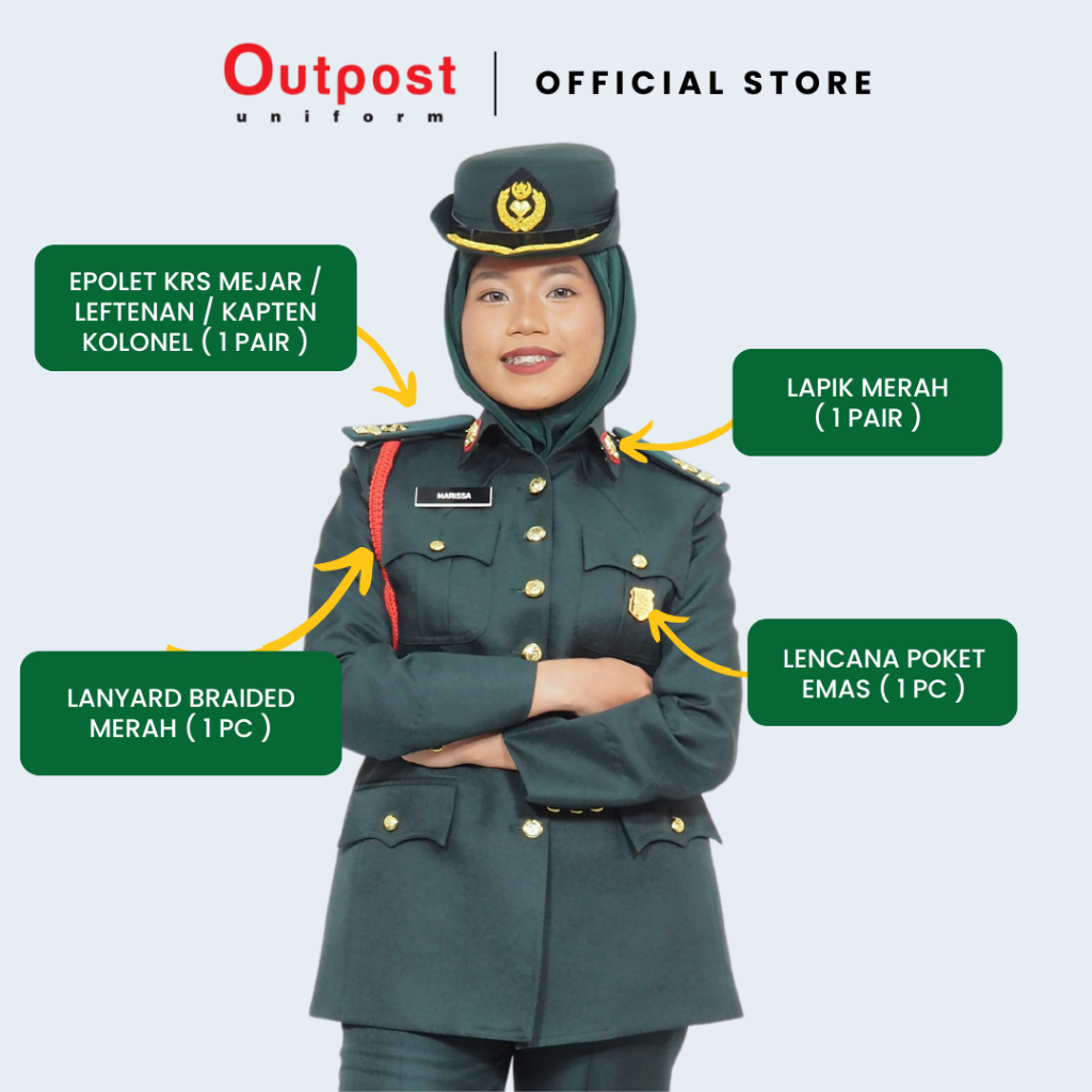 Outpost Set Aksesori Komandan / Timbalan Komandan / Penolong Komandan Kadet Remaja Sekolah (KRS)