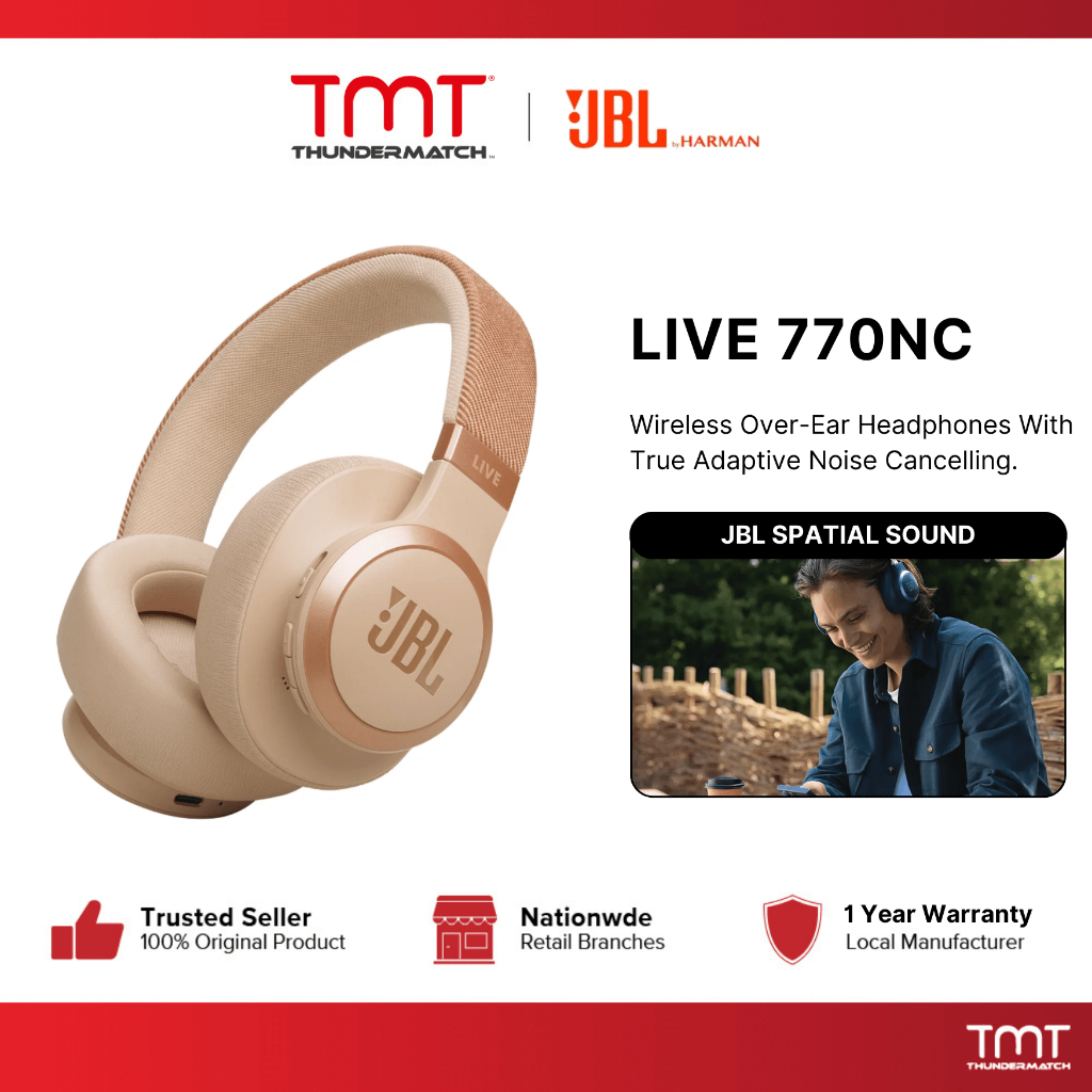 JBL Live 770NC Wireless Over-Ear Headphone / JBL Live 670NC Wireless On-Ear Headphone True Adaptive Noise Cancelling | Up To 65Hours Playtime