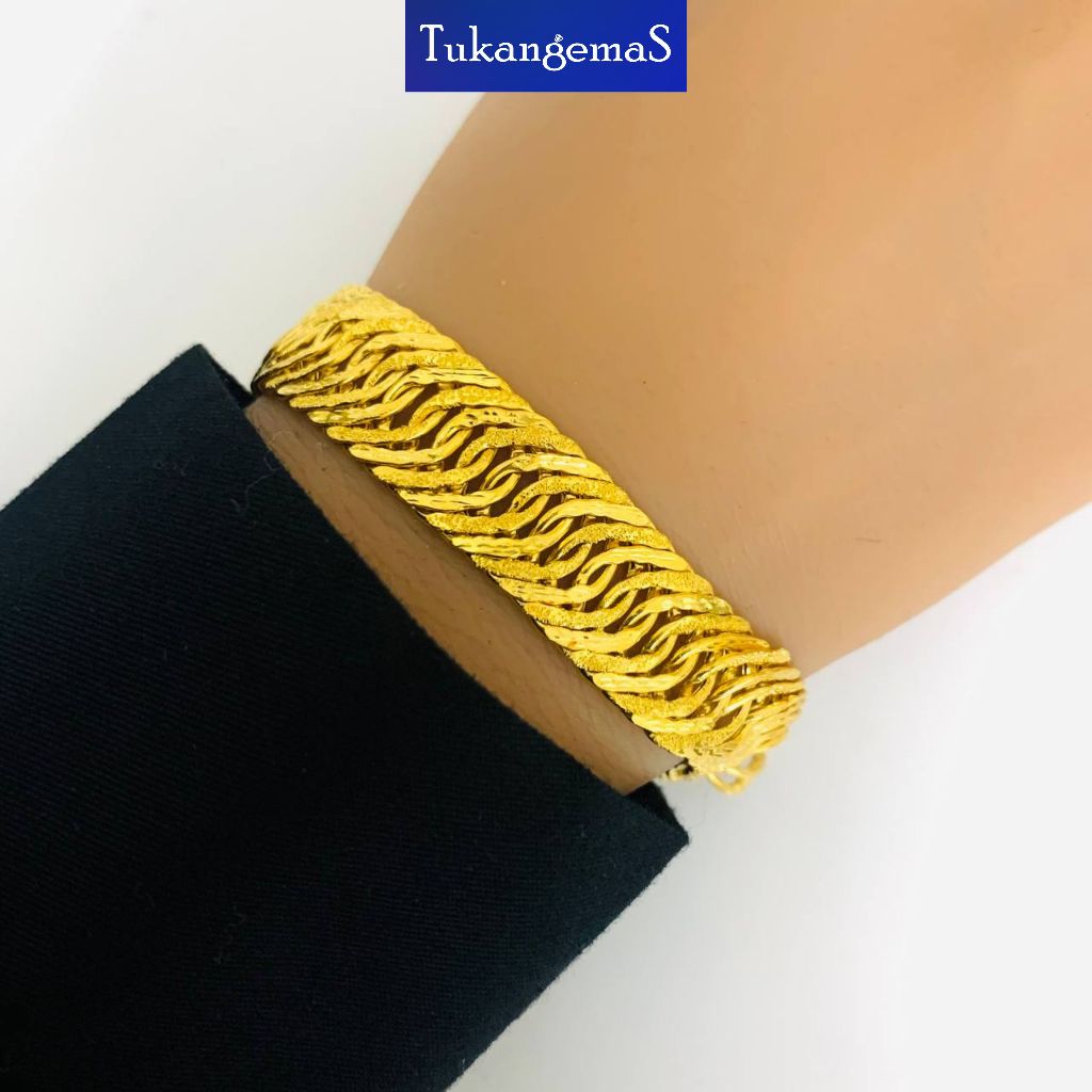 TukangemaS rantai tangan emas 916 lipan kait 4 emas916 original emas 916 gelang lipan pasir (lk4)