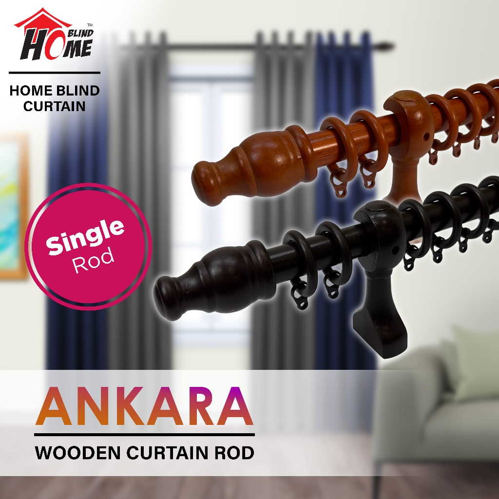 [HOME BLIND] ANKARA Wooden SINGLE Curtain Rod / Kayu Langsir Kayu / Rod Langsir/ Batang langsir / Ready Stock
